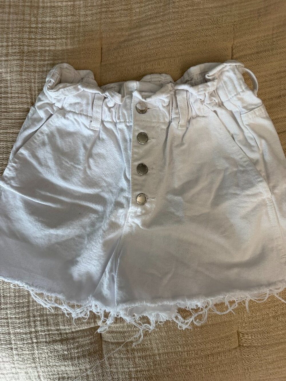 White Jean Zara Shorts w/ Frayed Hem - Size 2